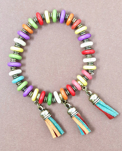 Pulsera Colorida Con Mechones - Shen Variado 20 Cm