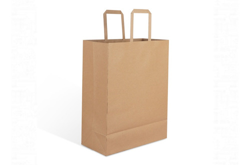 Bolsa Kraft Papel Madera Talla M Con Manilla X 50 Unidades