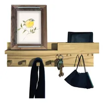 Comprar Porta Llaves Sajo Pared Madera 4 Ganchos Perchero Estante