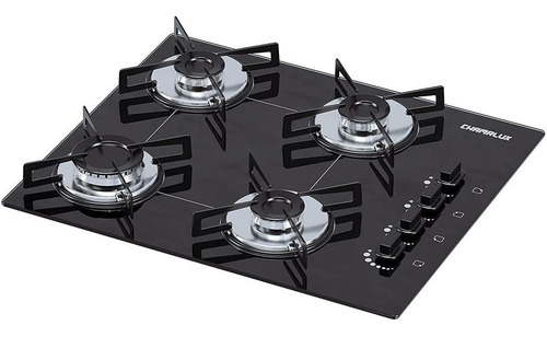 Fogão cooktop gás Chamalux 4 bocas ultra chama preto 127V/220V