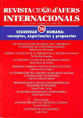 Libro Afers 76 Seguridad Humana : Conceptos, Experiencias Y