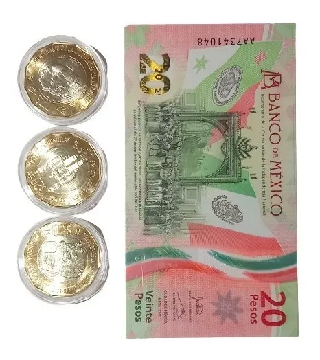 Combo Billete 20 Pesos Serie Especial  A A + 3 Monedas 20 D