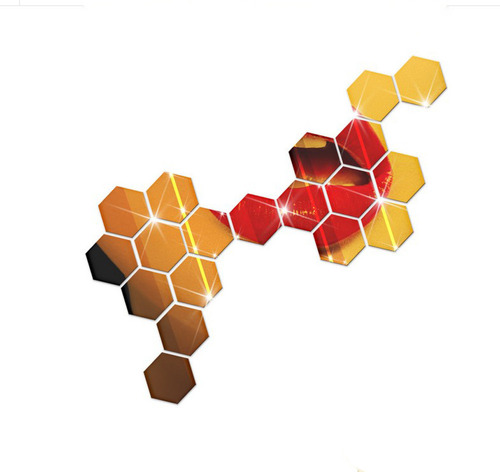 Pegatinas De Pared Con Espejo 3d Hexagonal Dorado Para Decor