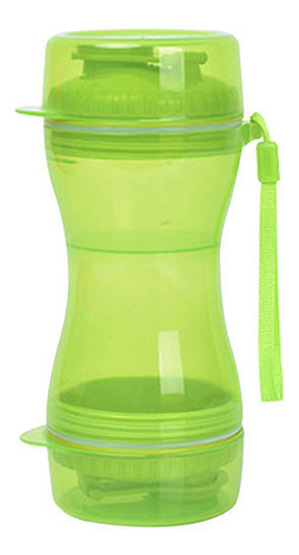 Botella Portátil 2 En 1 Bebedero Y Comedero Para Mascota Color Verde