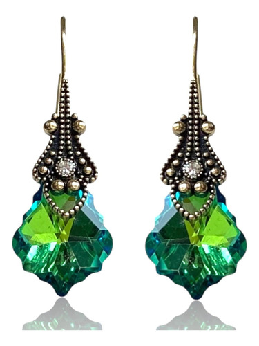 Pendientes Colgantes Vintage Iridiscentes Hechos A Mano Para