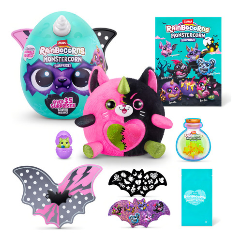 Peluche Rainbocorns Monstercorn Serie 1 Plush Mediano Color Negro