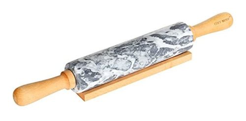 Chefmade 18inch Marble Rolling Pin Con Asas De Madera Y Cuna