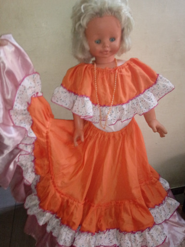 Elegante Conjunto Llanero Naranja De Niña Talla 6-8 Años