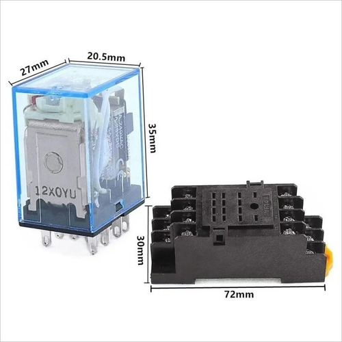 Relé 12v, 4no + 4nc, 8a, My4nj, Proyectos Diy, Incluye Base