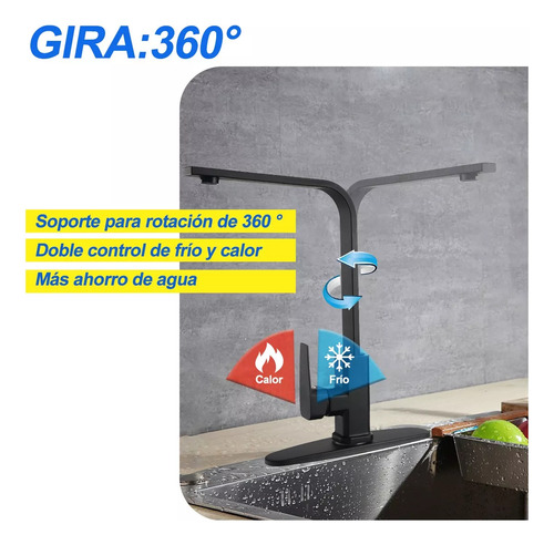 Monomando Mezcladora Para Fregadero Llave Cocina Negro Mate