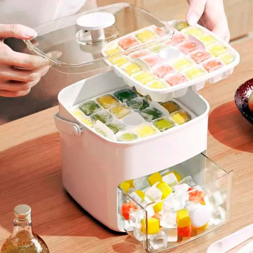 Forma Para Mini Gelo 48 Cubos Com Gaveta Botão E Pegador