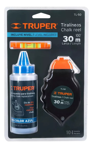 Set Tizador Tiralineas Y Nivel Linea Azul 30mts Truper 18574