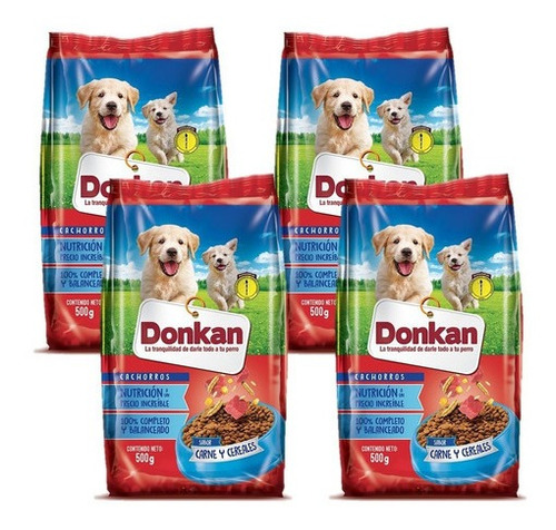 Alimento Para Perros Donkan Cachorros 500gr X4 Uds