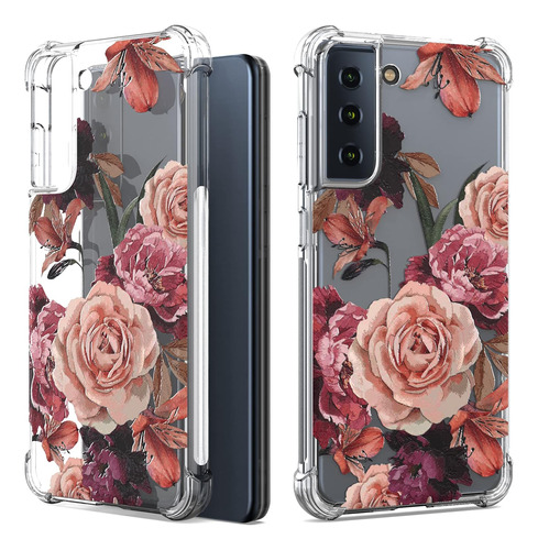 Funda Transparente Flores Delgada Para Samsung Galaxy S21...