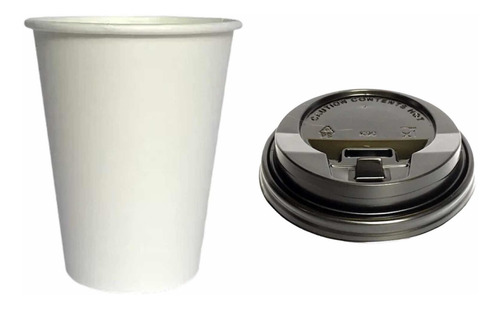 Vaso Para Cafe Papel Blanco C/tapa Agitador 12 Oz (100 Pzs)