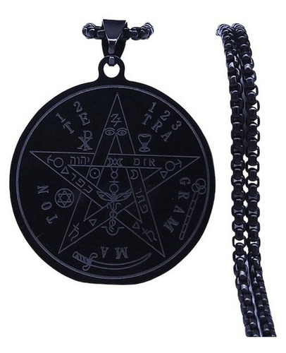Collar Dije Pentagrama Tetragramaton Acero Inoxidable Plata