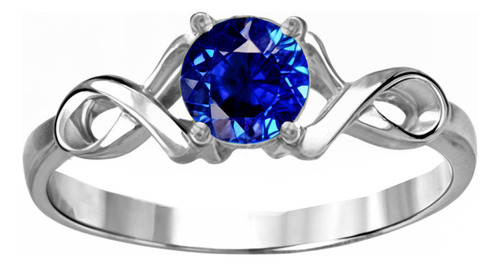 Anillo Infinitos Oro Sólido 10k Certificado Zafiro Azul Blanco