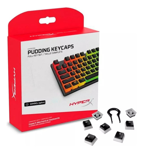 Pudding Keycaps Hyperx , 104 Teclas En Español - Negro Idioma Español Latinoamérica