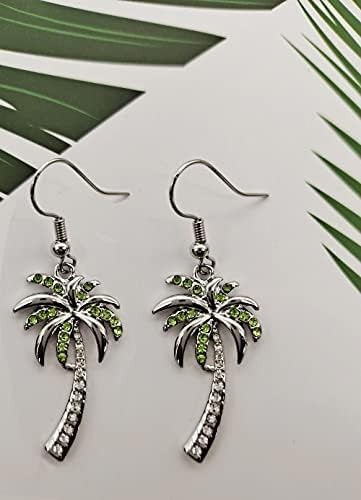 Manzhen Pendientes Colgantes De Palmera De Cristal De Playa,