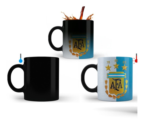 Taza Mágica Escudo 3 Estrellas Argentina Campeón Del Mundo