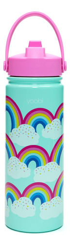 Yoobi Rainbow Sprinkles - Botella De Agua 18 Onzas Con Pop