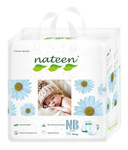 Pañales Biodegradables Nateen Premium Talla Nb 2-5kg 20 unidades