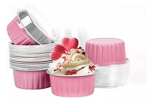 100 fundas para cupcakes, moldes para magdalenas, papel de aluminio para  hornear (rosa)