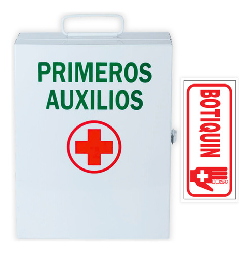 Botiquín Primeros Auxilios Metal 56 Elementos  + Cartel