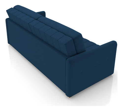 Sofá Cama Retrátil para Sala de Estar 192cm Porthos M03 Veludo Azul