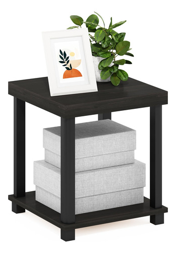Mesa Auxiliar Clásica 2 Niveles Color Espresso Negro