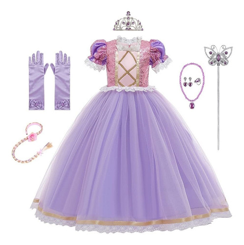 Vestido De Cumpleaños De Princesa Sofía Rapunzel Para Niñas