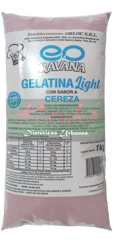 Gelatina Cereza Light Sin Azucar Orloc 1kg (40 Lts) Kenko