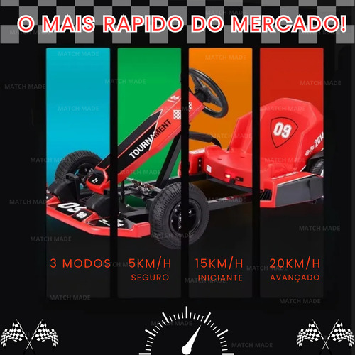 Kart Elétrico Infantil 350w Com Bluetooth Até 80kg Até 20km