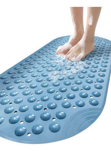 Alfombra Antideslizante Para Bañera 40x88cm Azul Redondeada