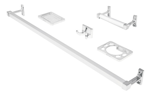 Juego De 5 Accesorios Para Baño Metálicos Cromo Basic 2 Pzs Plateado