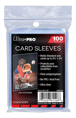Protectores Ultra Pro X100 Unidades Card Sleeves Scarletkids