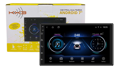Central Multimidia 7'' Kx3 Krc4100 Android 13 Carplay 2/32gb Cor Preto