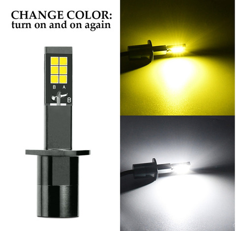 Bombilla Led Antiniebla H1, Ámbar Y Blanco, De Dos Colores,