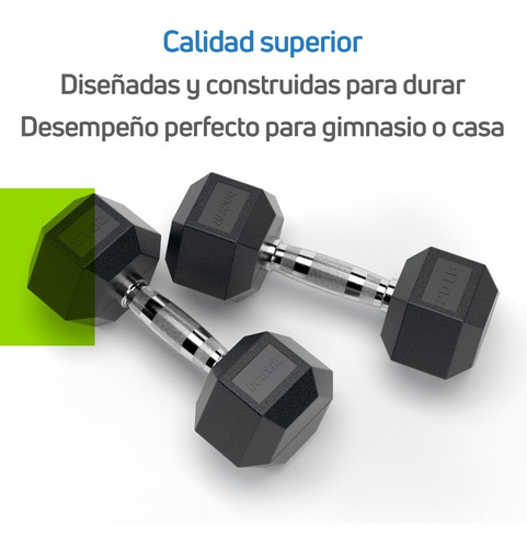 Imagen 3 de 9 de Un Par Mancuernas Pesas Hexagonal Recubierta 20lb 9.07kgs