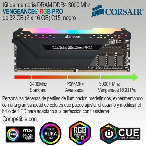 Memoria Dimm Corsair Vengeance Rgb Pro 32gb (2x16) 3000mhz