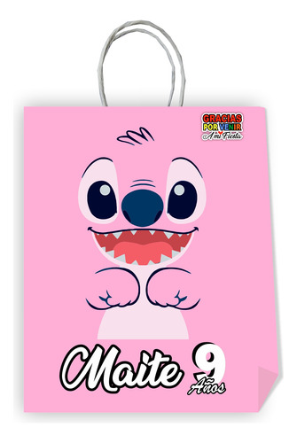 10 Bolsas Sorpresa Cumpleaños Angel Stitch Personalizada