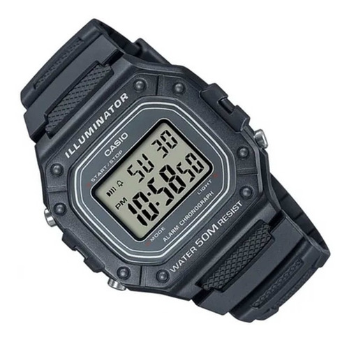 Imagen 2 de 2 de Reloj de pulsera Casio Youth W-218H de cuerpo color gris, digital, fondo gris, con correa de resina color gris, dial negro, minutero/segundero negro, bisel color gris, luz gris y hebilla simple