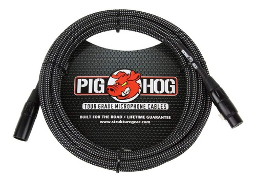 Cable Microfono Black-white 9.14m Xlr-xlr Pig Hog Phm30bkw