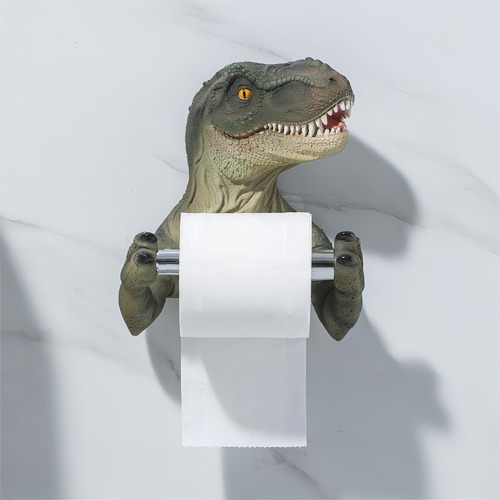 Soporte De Papel Higiénico Realista Con Forma De Dinosaurio Color Verde