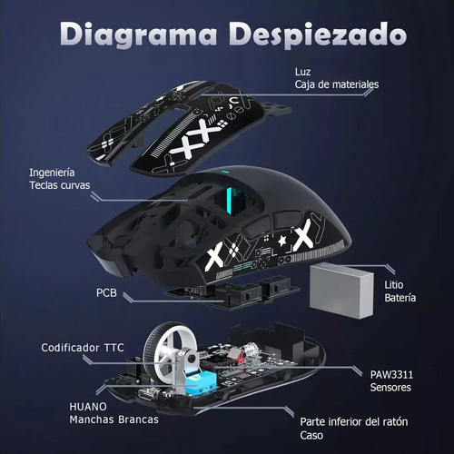 Mouse Para Jogos Sem Fio Attack Shark X11 Com Base