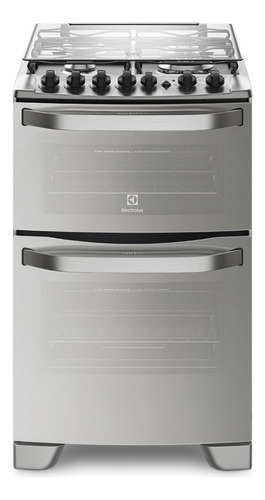 Cocina Electrolux Expert 56DXQ a gas/eléctrica 4 hornallas  plata 220V puerta con visor 106.5L con doble horno