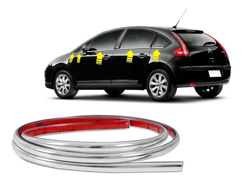 Kit Frisos Cromado Pestana Janela Citroen C4 Hatch 06 A 13