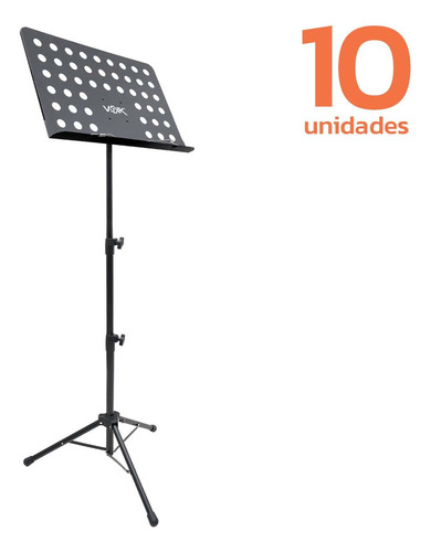 Kit Com 10 Estantes Para Partitura Ajustável Voik Ms-714 Cor Preto
