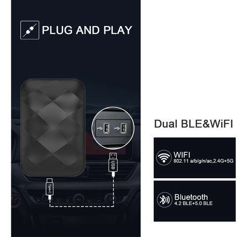 Adaptador Inalámbrico M3 Carplay Box A5 Wi4+64g Con Android