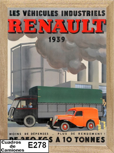 Camiones  Renault 1939 Cuadro Poster Cartel Publicidad  E278